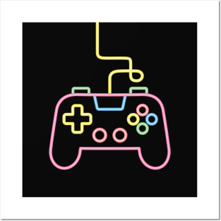 Faux Neon Game Console Controller Gamer Posters and Art